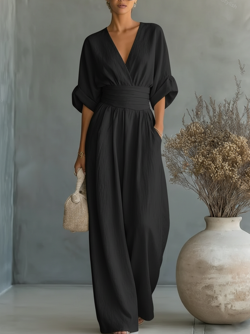 IN THE | V-NECK JUMPSUIT WITH A SOFT FIT