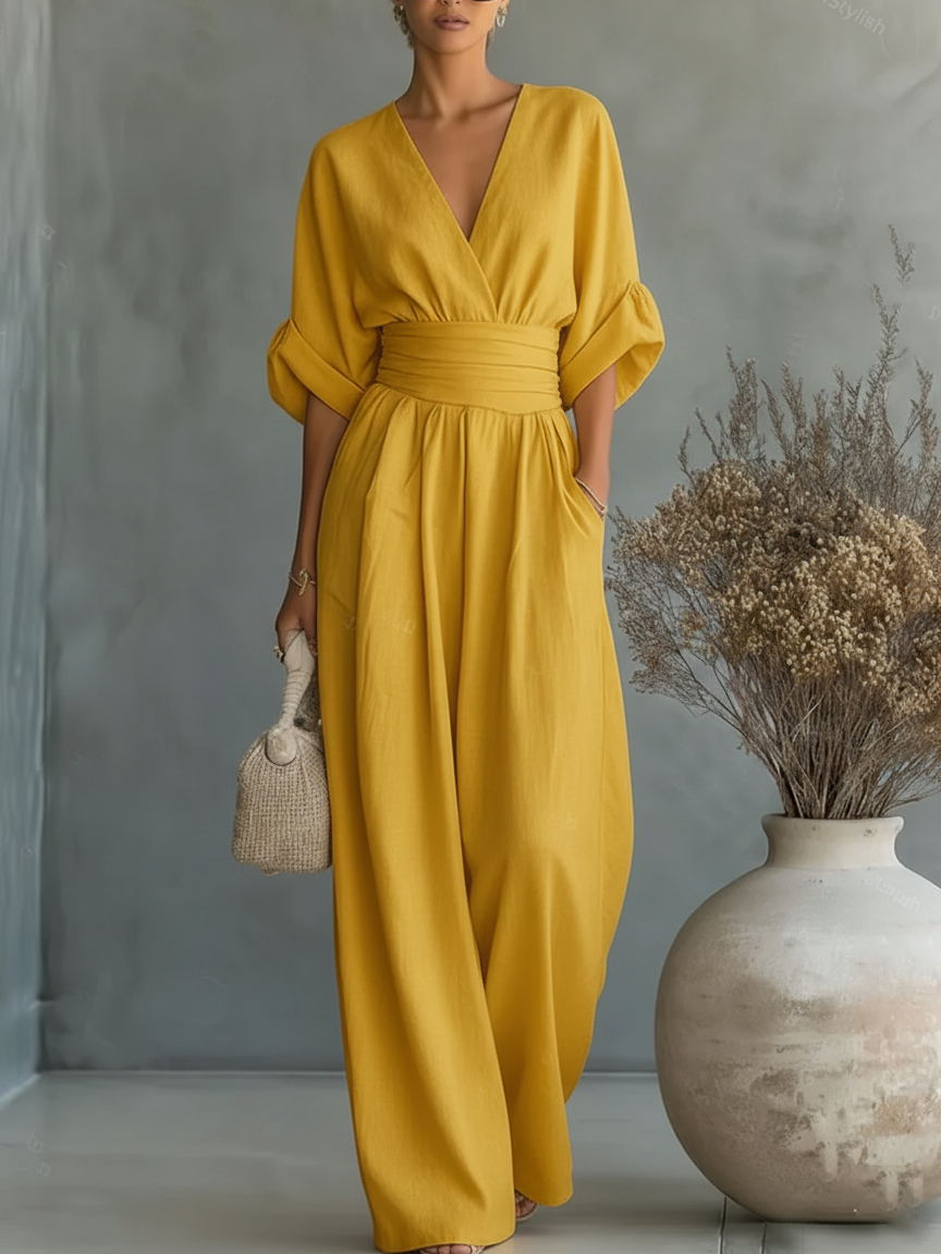 IN THE | V-NECK JUMPSUIT WITH A SOFT FIT
