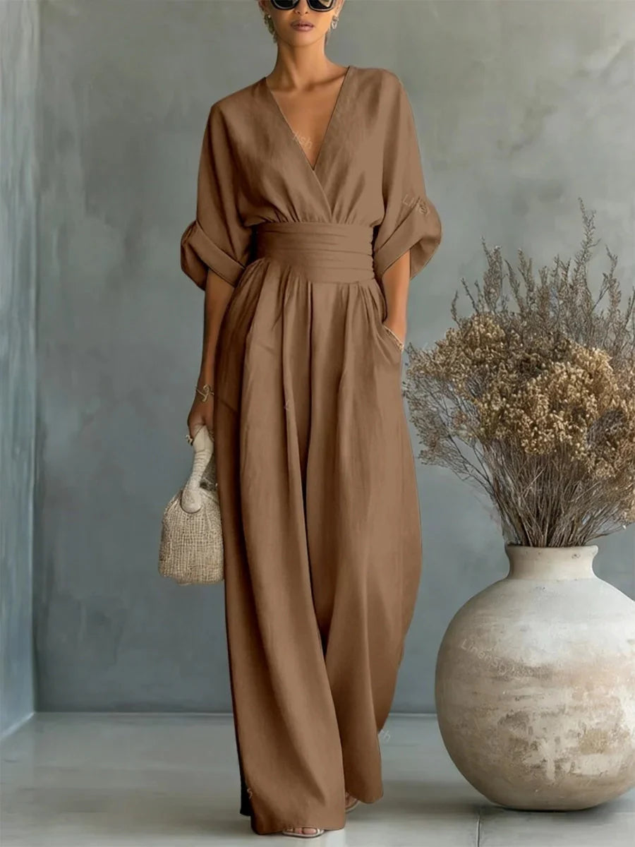 IN THE | V-NECK JUMPSUIT WITH A SOFT FIT