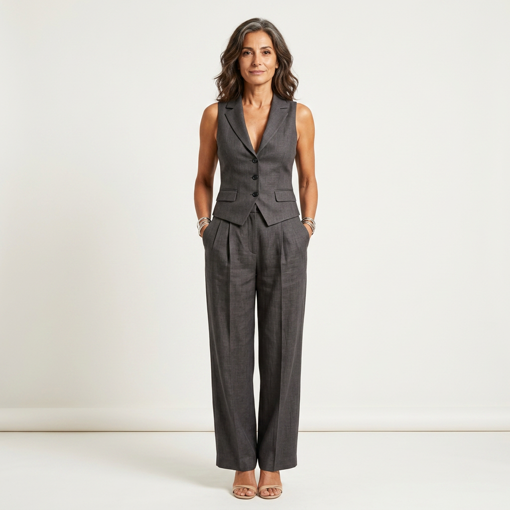 GEMMA | TWO-PIECE SUIT WITH V-NECK AND VEST