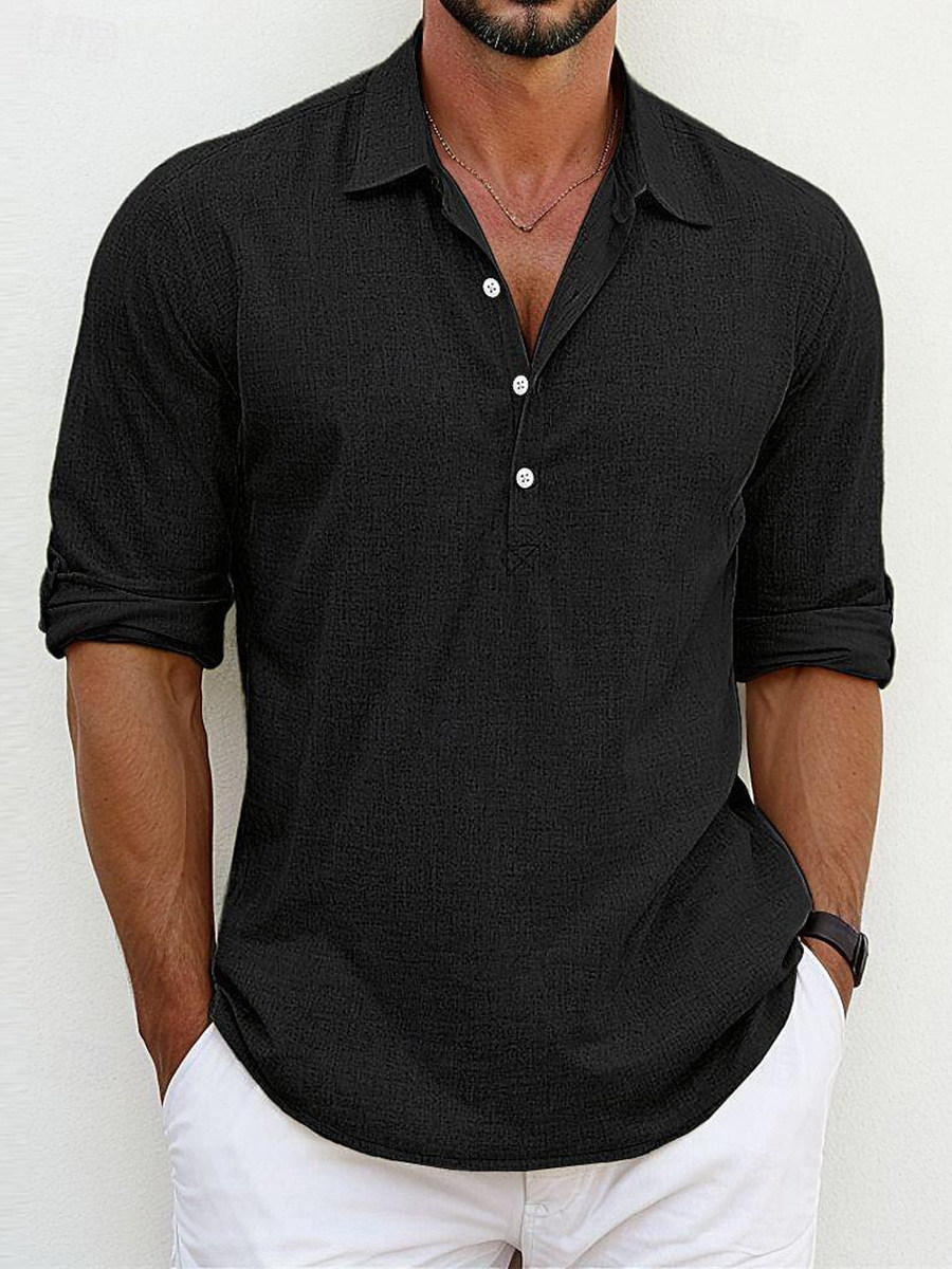 LUCA | LINEN-STYLE SUMMER SHIRT WITH 1/4 BUTTONS