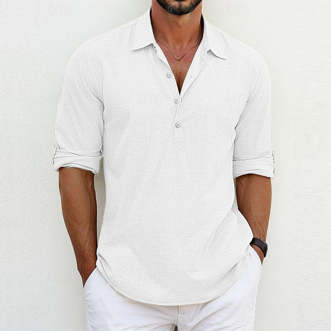 LUCA | LINEN-STYLE SUMMER SHIRT WITH 1/4 BUTTONS