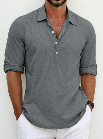 LUCA | LINEN-STYLE SUMMER SHIRT WITH 1/4 BUTTONS