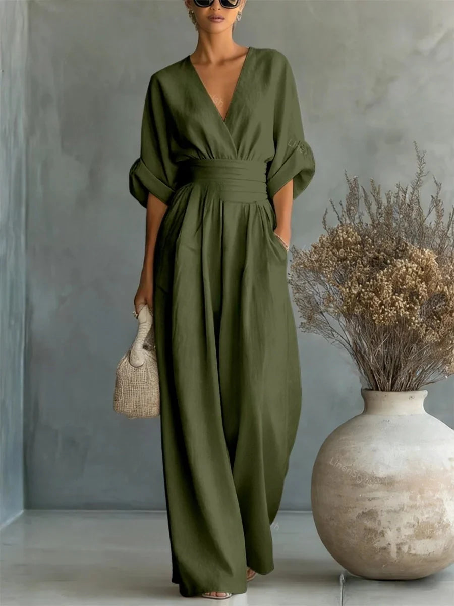 IN THE | V-NECK JUMPSUIT WITH A SOFT FIT