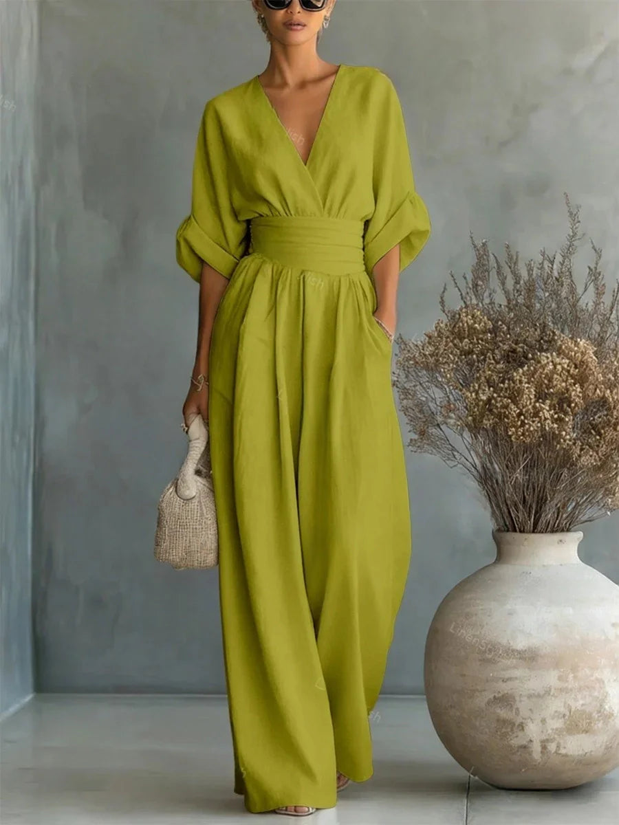 IN THE | V-NECK JUMPSUIT WITH A SOFT FIT